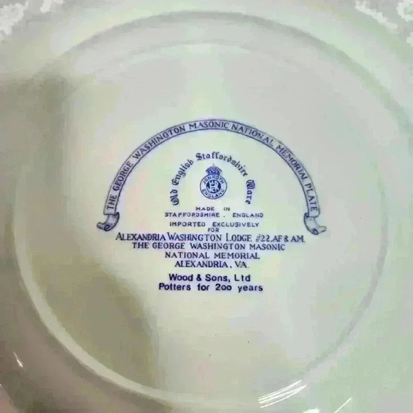 Old English Staffordshire Ware "The George Washington Masonic National Memorial" - Picture 5 of 5